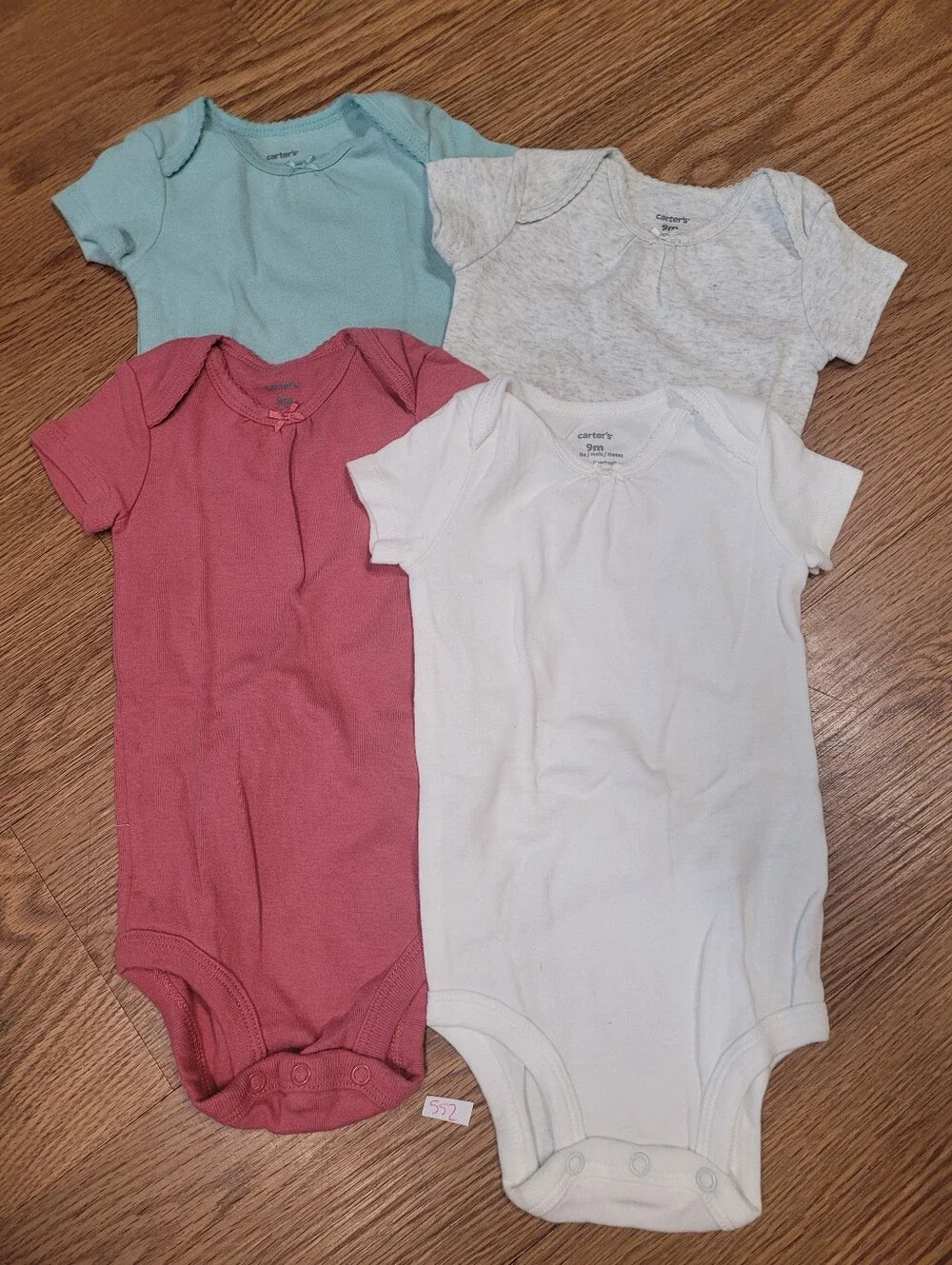 Carters Set Of 4 Onesies With Bows White Blue Pink 9 Months